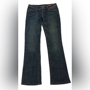 Seven7 Medium-Dark Wash, Low Rise, Bootcut Bronze Stitched Jeans, 24